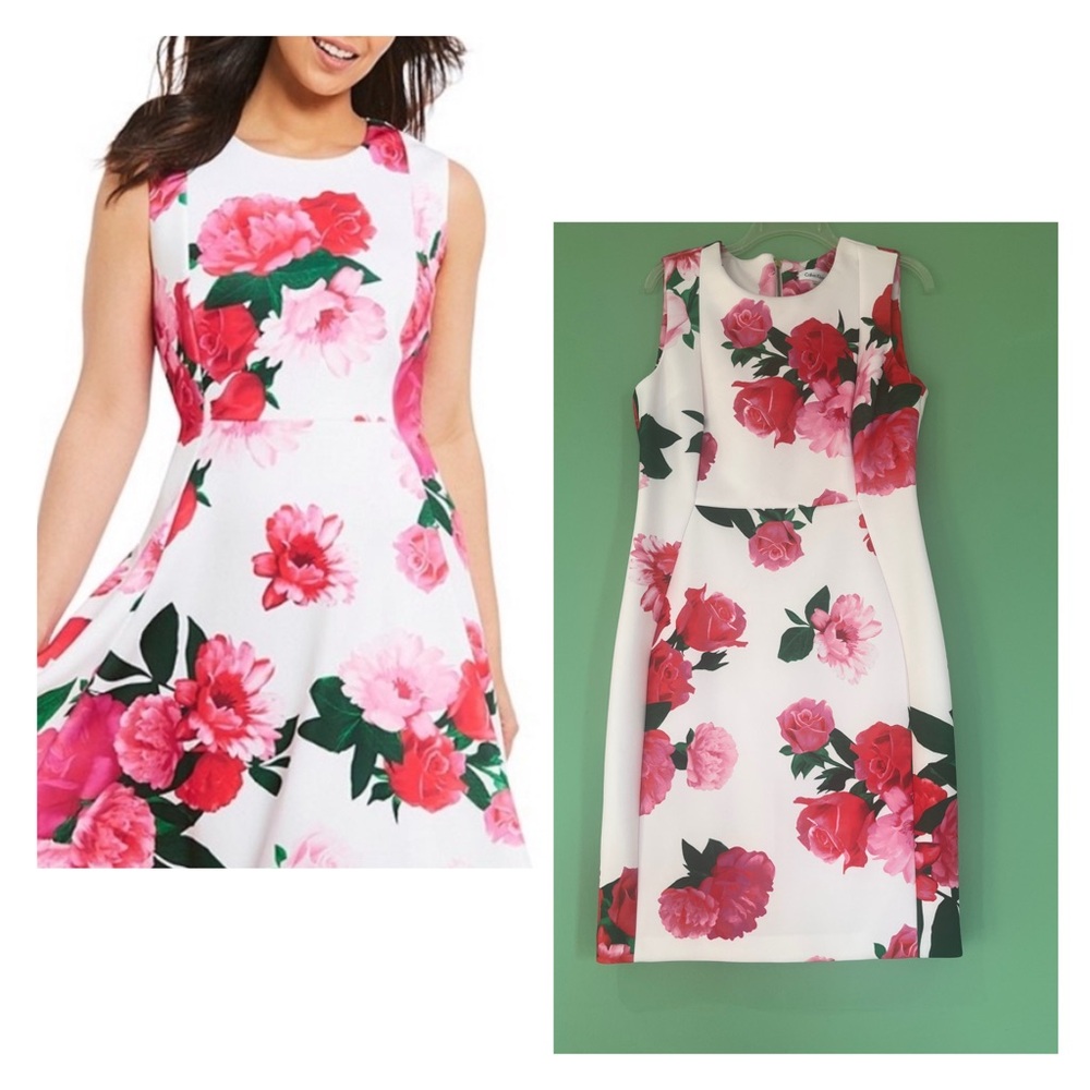 Floral Sleeveless Dress - Pink and Green